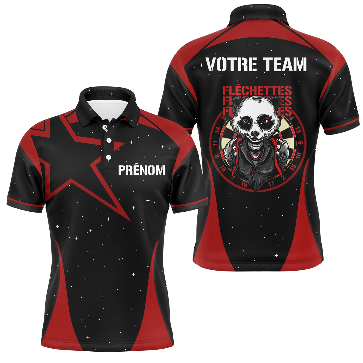 Polo Fléchettes Personnalisé - Design Panda Sportif - Polo Homme