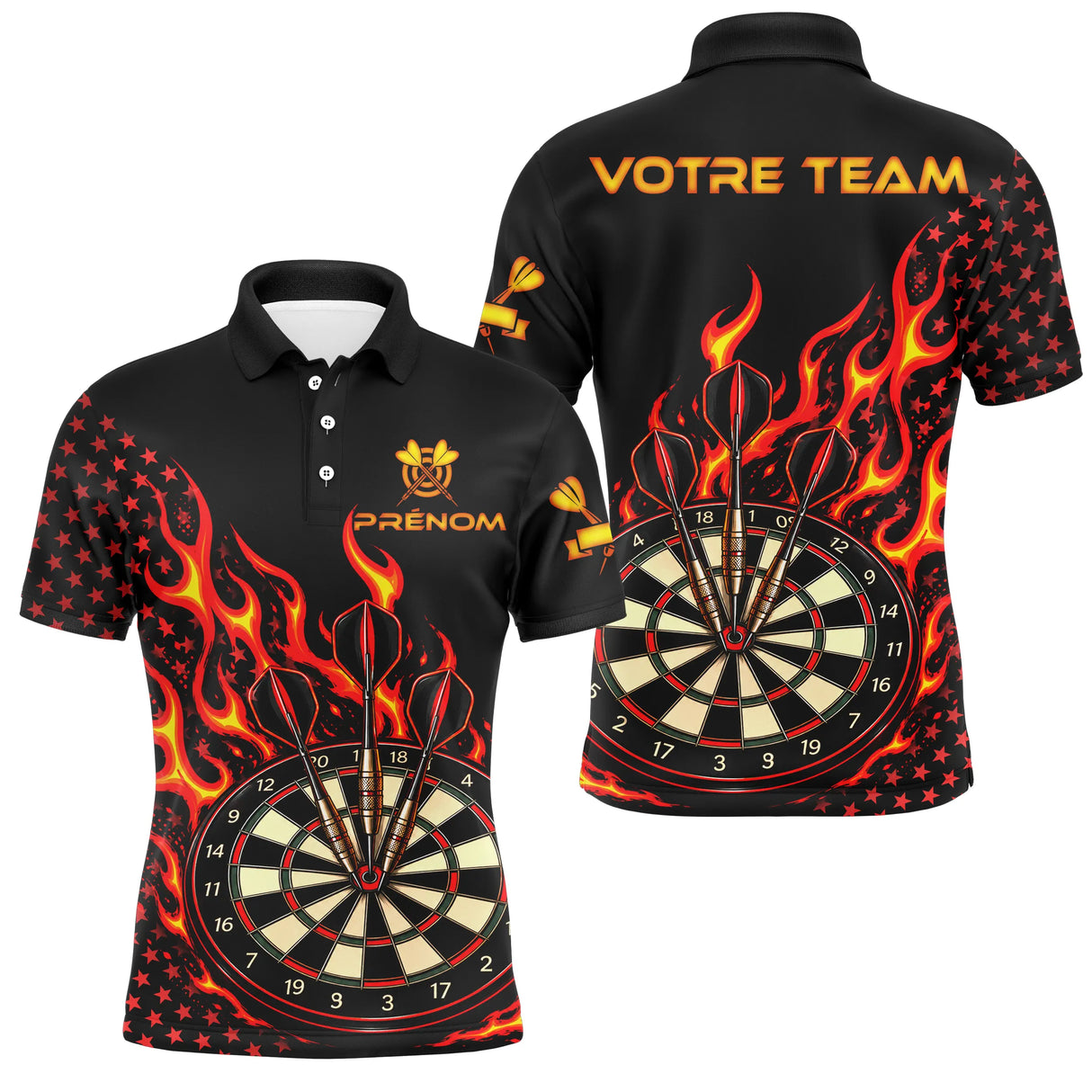 Polo Fléchettes Personnalisé - Design Triple Bullseye - Polo Homme