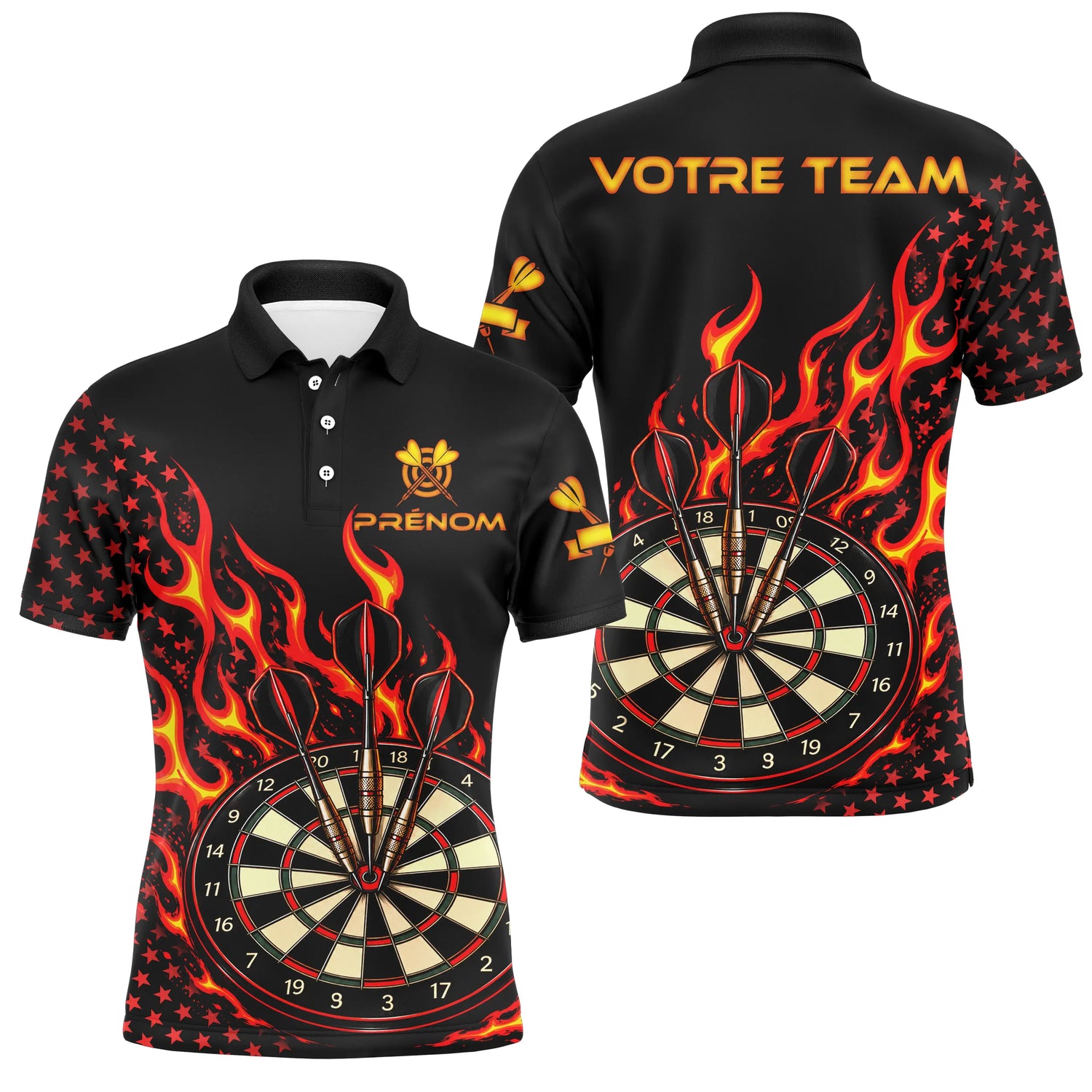 Polo Fléchettes Personnalisé - Design Triple Bullseye - Polo Homme