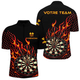 Polo Fléchettes Personnalisé - Design Triple Bullseye - Polo Zippé Homme