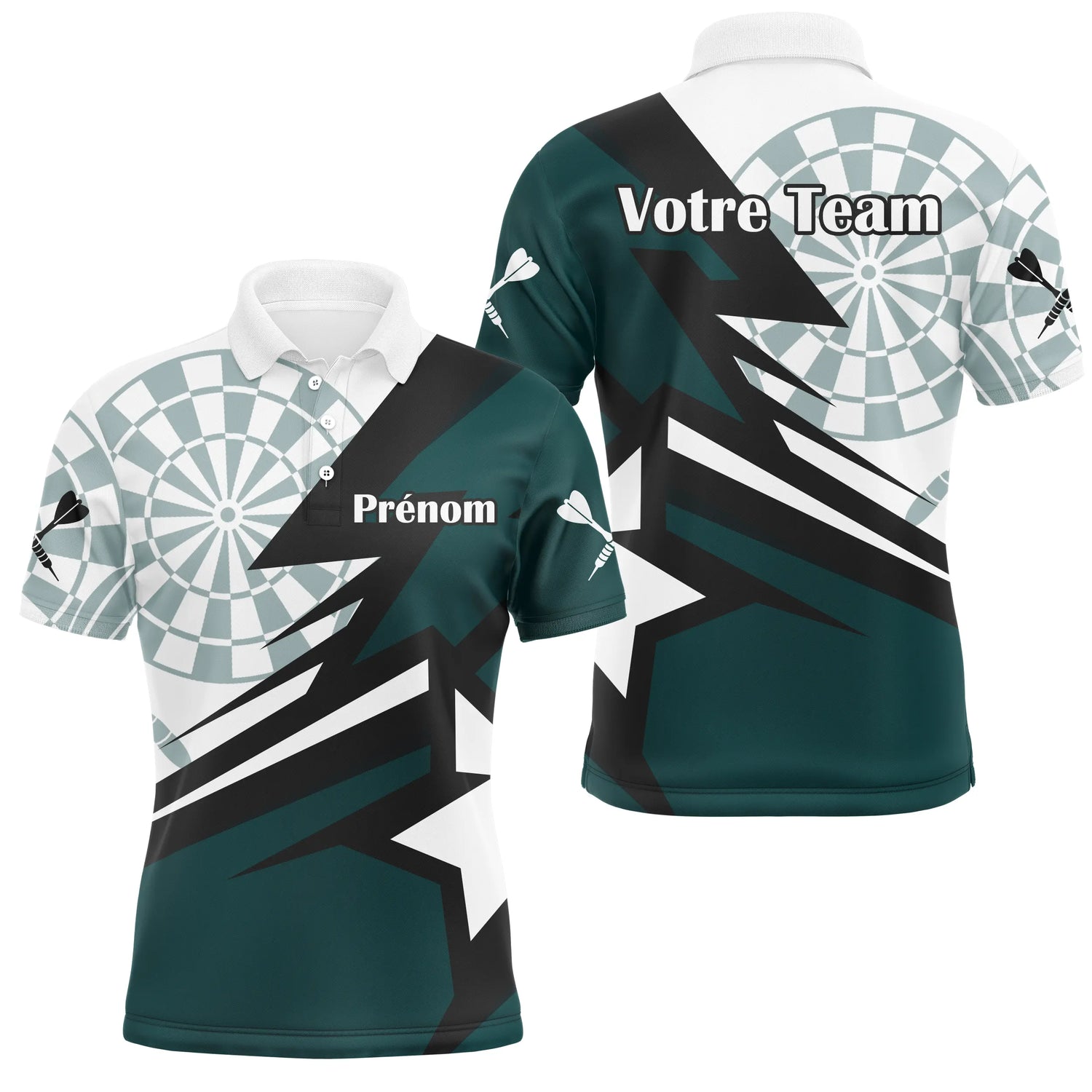 Polo Fléchettes Personnalisé - Design Vert Émeraude - Polo Homme