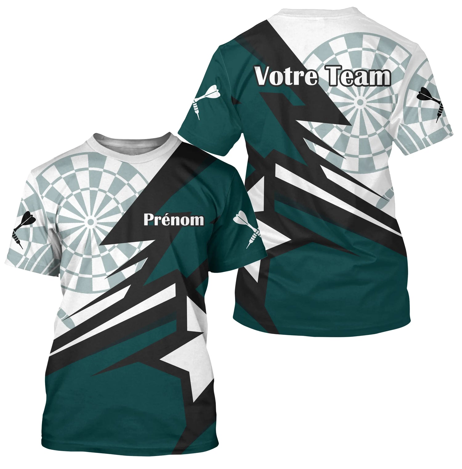 Polo Fléchettes Personnalisé - Design Vert Émeraude - T-Shirt Homme