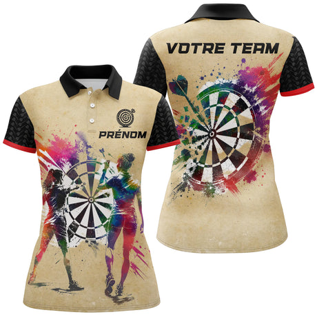 Polo Fléchettes Personnalisé - Design Vintage Aquarelle - Polo Femme