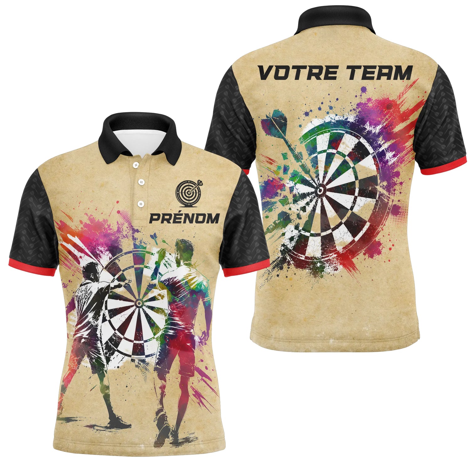 Polo Fléchettes Personnalisé - Design Vintage Aquarelle - Polo Homme