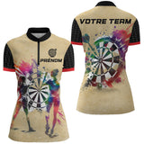 Polo Fléchettes Personnalisé - Design Vintage Aquarelle - Polo Zippé Femme