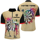 Polo Fléchettes Personnalisé - Design Vintage Aquarelle - Polo Zippé Homme