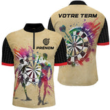 Polo Fléchettes Personnalisé - Design Vintage Aquarelle - Polo Zippé Homme