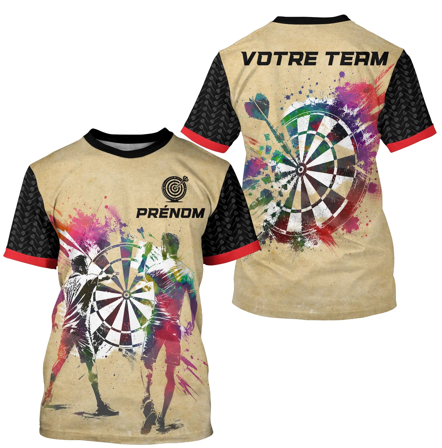 Polo Fléchettes Personnalisé - Design Vintage Aquarelle - T-Shirt Homme