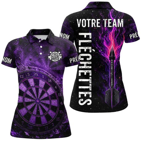 Polo Fléchettes Personnalisé - Design Violet Flammé - Polo Femme