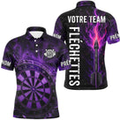 Polo Fléchettes Personnalisé - Design Violet Flammé - Polo Homme