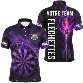 Polo Fléchettes Personnalisé - Design Violet Flammé - Polo Homme