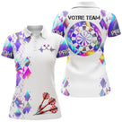 Polo Fléchettes Personnalisé - Design Violet Fluo - Polo Femme
