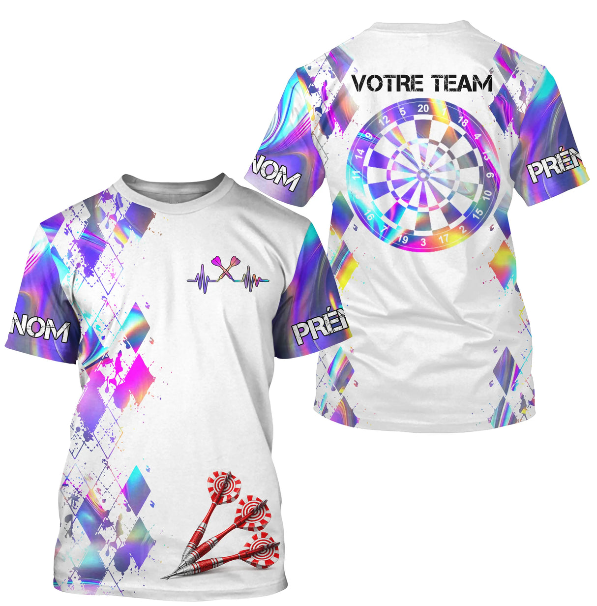 Polo Fléchettes Personnalisé - Design Violet Fluo - T-Shirt Homme