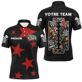 Polo Fléchettes Personnalisé - Design Étoiles Rouges - Polo Homme