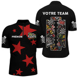 Polo Fléchettes Personnalisé - Design Étoiles Rouges - Polo Zippé Homme