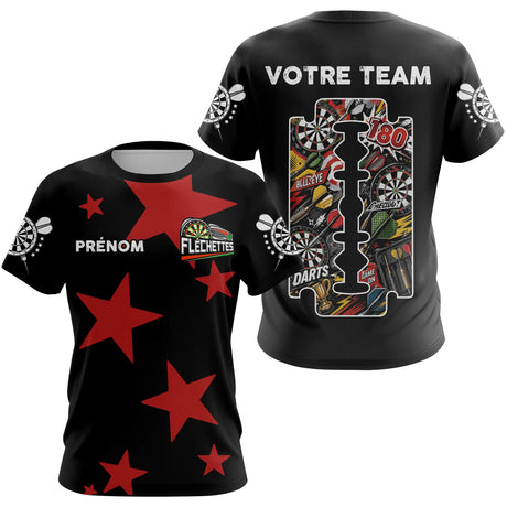 Polo Fléchettes Personnalisé - Design Étoiles Rouges - T-Shirt Femme