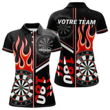 Polo Fléchettes Personnalisé - Feu 180 Noir Homme Femme - Polo Femme