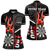 Polo Fléchettes Personnalisé - Feu 180 Noir Homme Femme - Polo Zippé Femme