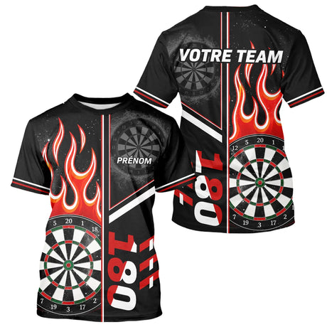 Polo Fléchettes Personnalisé - Feu 180 Noir Homme Femme - T-Shirt Homme