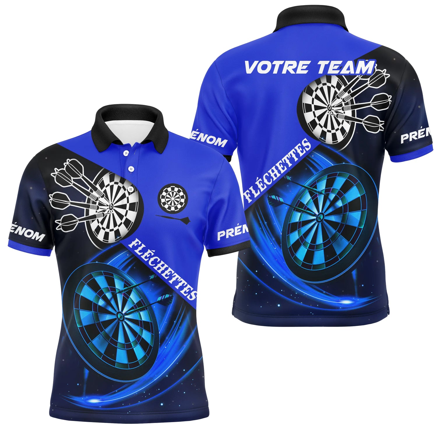 Polo Fléchettes Personnalisé - Galaxy Bleu 3D - Polo Homme