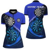 Polo Fléchettes Personnalisé - Galaxy Bleu 3D - Polo Zippé Femme