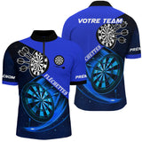 Polo Fléchettes Personnalisé - Galaxy Bleu 3D - Polo Zippé Homme