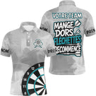 Polo Fléchettes Personnalisé - Gris & Turquoise Sportif - Polo Homme