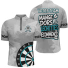 Polo Fléchettes Personnalisé - Gris & Turquoise Sportif - Polo Zippé Homme