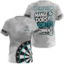 Polo Fléchettes Personnalisé - Gris & Turquoise Sportif - T-Shirt Femme