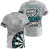 Polo Fléchettes Personnalisé - Gris & Turquoise Sportif - T-Shirt Femme