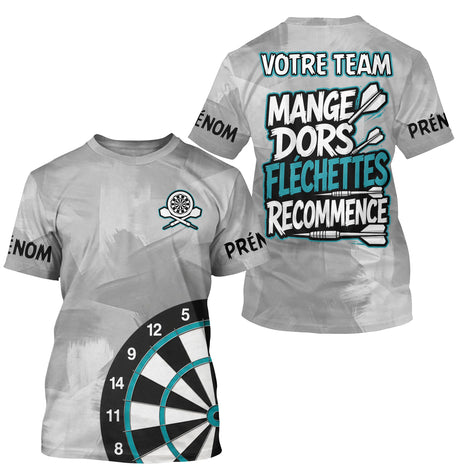 Polo Fléchettes Personnalisé - Gris & Turquoise Sportif - T-Shirt Homme