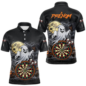 Polo Fléchettes Personnalisé - Halloween Fantôme Noir & Orange - Polo Homme