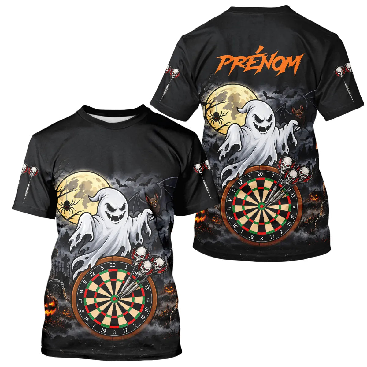 Polo Fléchettes Personnalisé - Halloween Fantôme Noir & Orange - T-Shirt Homme