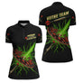 Polo Fléchettes Personnalisé - Impact Explosif Vert - Polo Zippé Femme