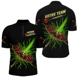 Polo Fléchettes Personnalisé - Impact Explosif Vert - Polo Zippé Homme