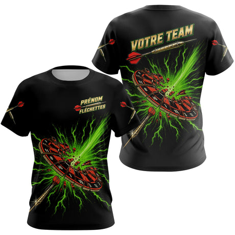 Polo Fléchettes Personnalisé - Impact Explosif Vert - T-Shirt Femme