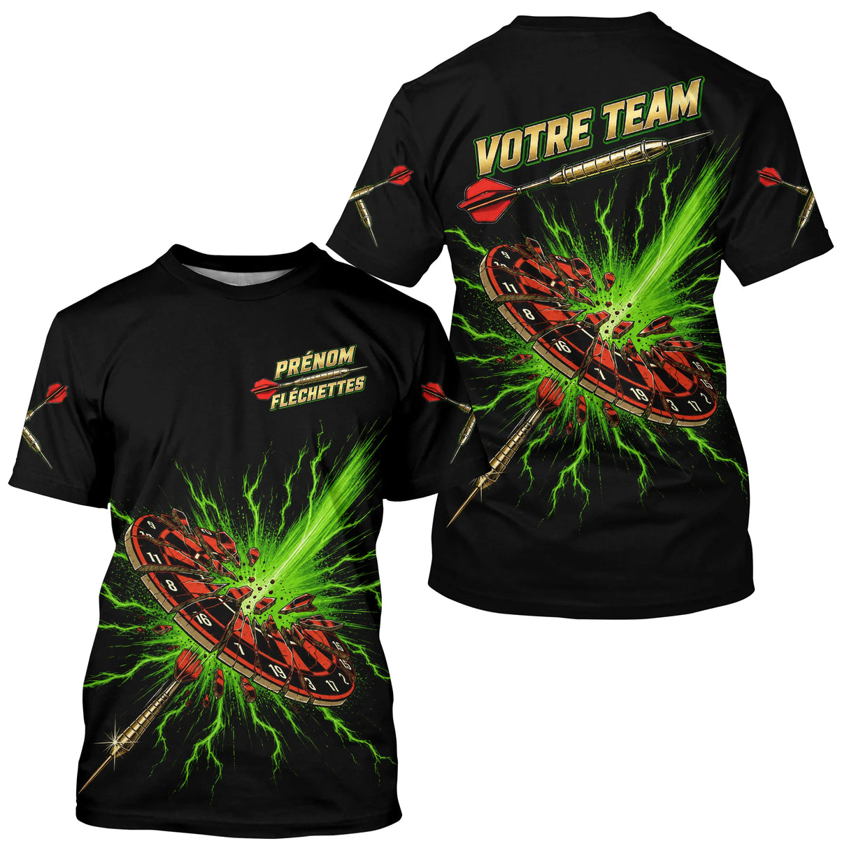 Polo Fléchettes Personnalisé - Impact Explosif Vert - T-Shirt Homme