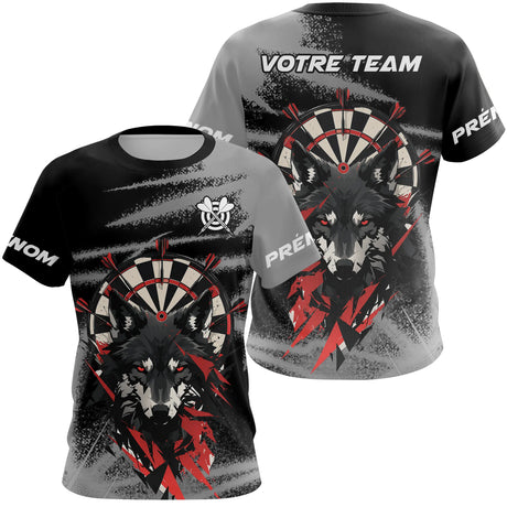 Polo Fléchettes Personnalisé - Imprimé Loup Cible Noir - T-Shirt Femme