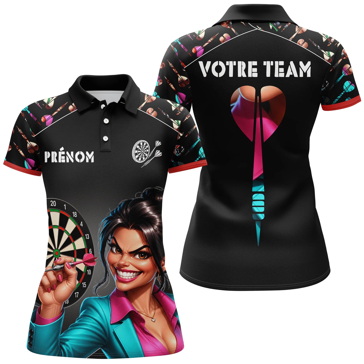 Polo Fléchettes Personnalisé - Joker & Cible Noire - Polo Femme