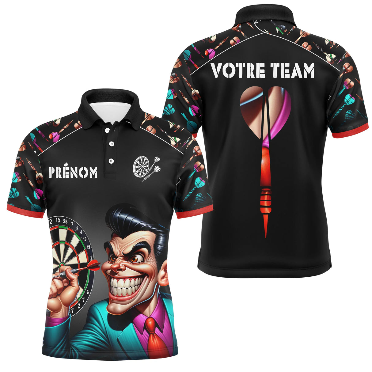 Polo Fléchettes Personnalisé - Joker & Cible Noire - Polo Homme