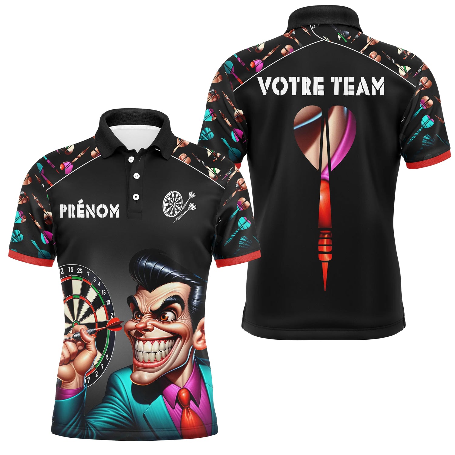 Polo Fléchettes Personnalisé - Joker & Cible Noire - Polo Homme
