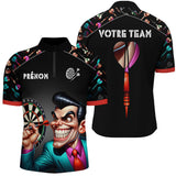 Polo Fléchettes Personnalisé - Joker & Cible Noire - Polo Zippé Homme