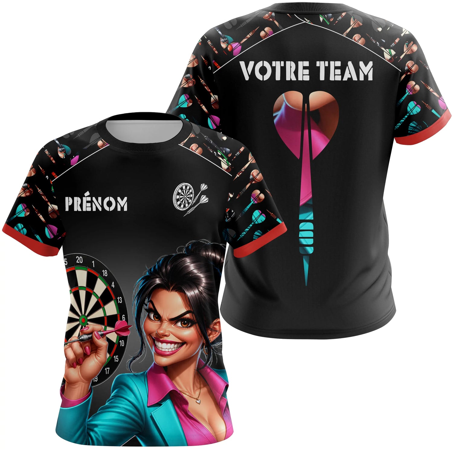 Polo Fléchettes Personnalisé - Joker & Cible Noire - T-Shirt Femme
