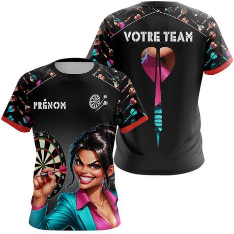 Polo Fléchettes Personnalisé - Joker & Cible Noire - T-Shirt Femme
