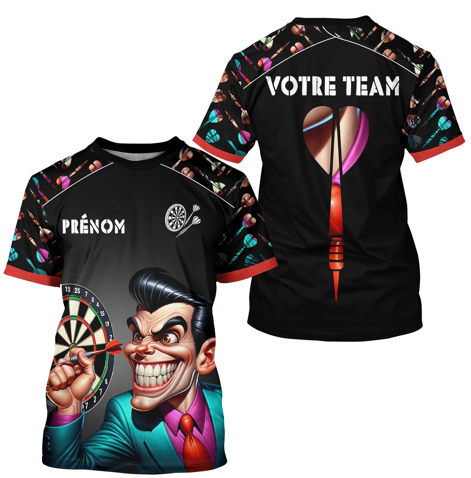 Polo Fléchettes Personnalisé - Joker & Cible Noire - T-Shirt Homme