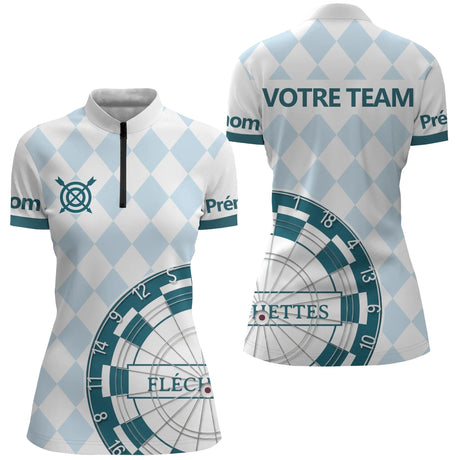 Polo Fléchettes Personnalisé - Maillot Club Imprimé - Polo Zippé Femme