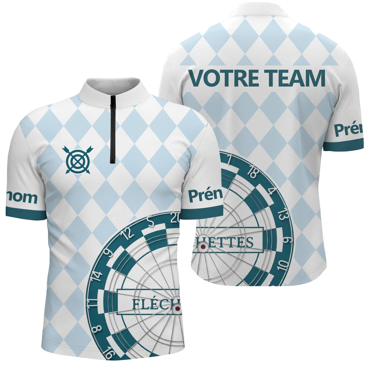 Polo Fléchettes Personnalisé - Maillot Club Imprimé - Polo Zippé Homme