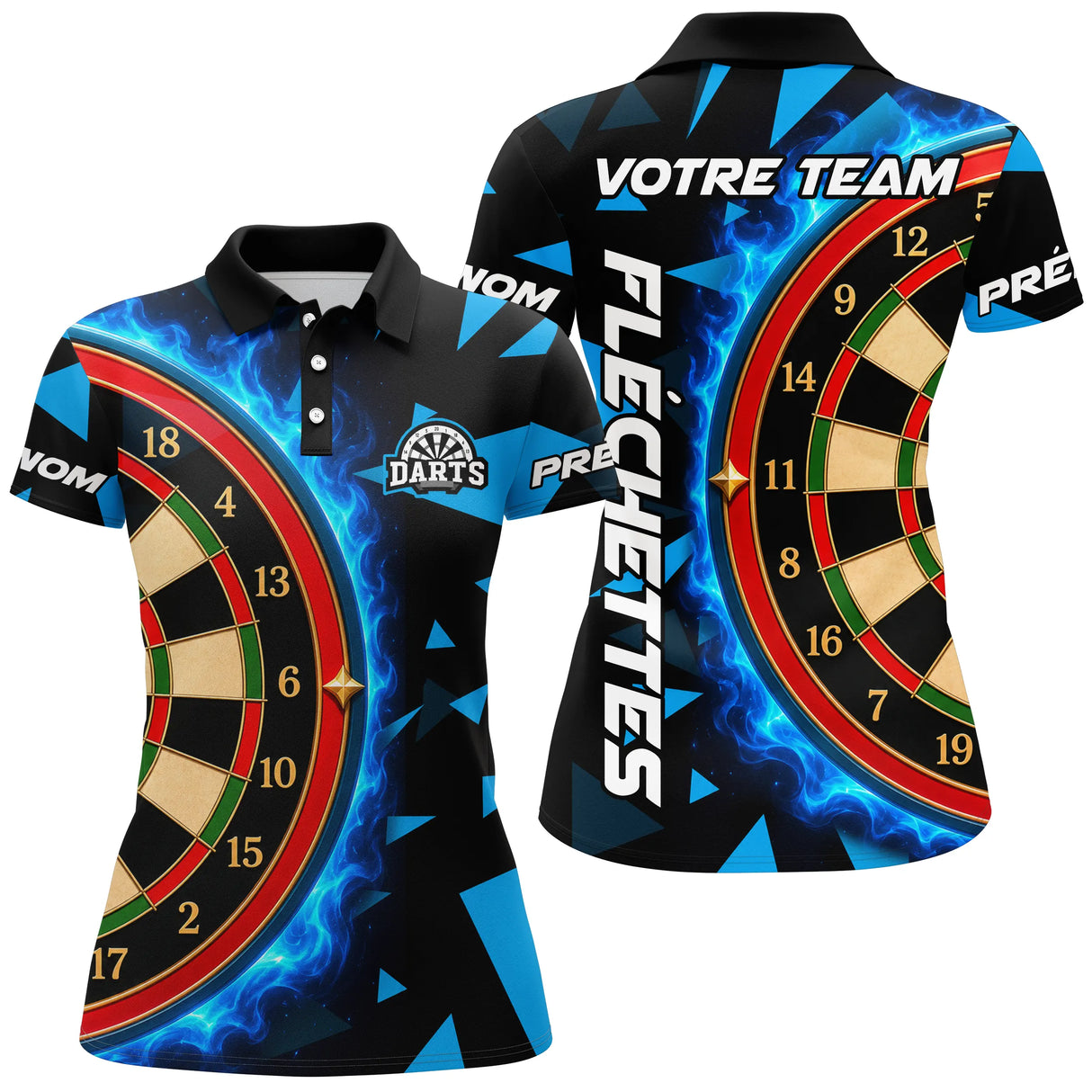 Polo Fléchettes Personnalisé - Maillot Équipe Flamboyant - Polo Femme