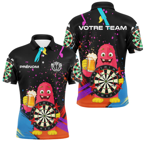 Polo Fléchettes Personnalisé - Monster & Bière Noir - Polo Homme