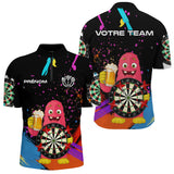 Polo Fléchettes Personnalisé - Monster & Bière Noir - Polo Zippé Homme